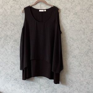 Susan Graver black sleeveless tiered top